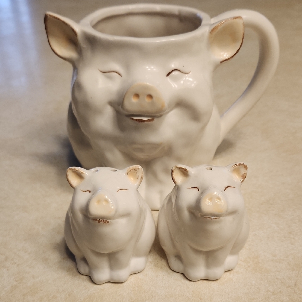 Pig Shaped Mug and Shakers Set